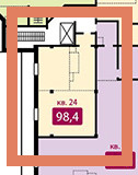 Двухкомнатная квартира 98.4 м²