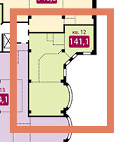 Трёхкомнатная квартира 141.1 м²