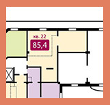 Трёхкомнатная квартира 85.4 м²