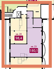 Двухкомнатная квартира 180.1 м²