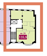 Трёхкомнатная квартира 135.9 м²