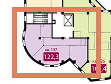 Трёхкомнатная квартира 122.3 м²