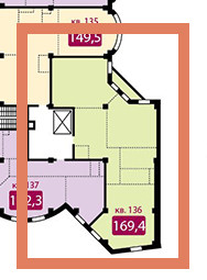 Трёхкомнатная квартира 169.4 м²