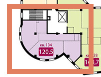 Трёхкомнатная квартира 120.5 м²