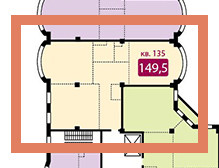 Трёхкомнатная квартира 149.5 м²