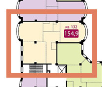 Однокомнатная квартира 154.9 м²